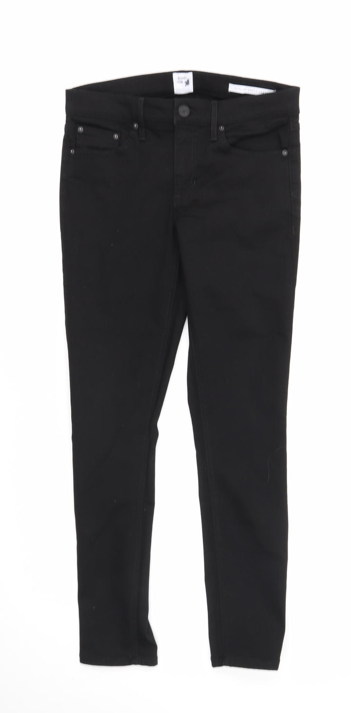 Preworn Womens Black Cotton Skinny Jeans Size 28 in Regular Zip