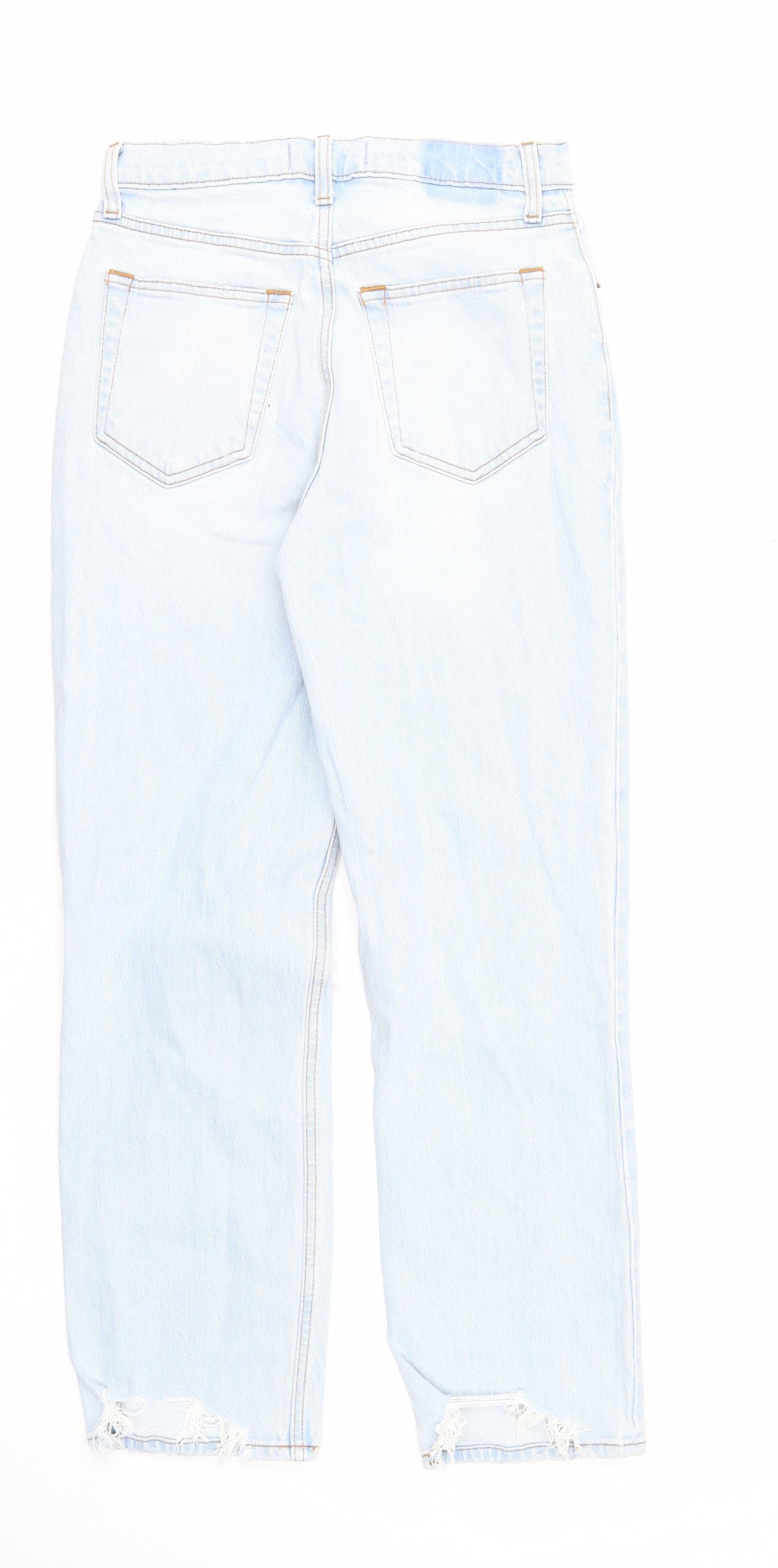 Abercrombie & Fitch Womens Blue Cotton Straight Jeans Size 4 Regular Zip