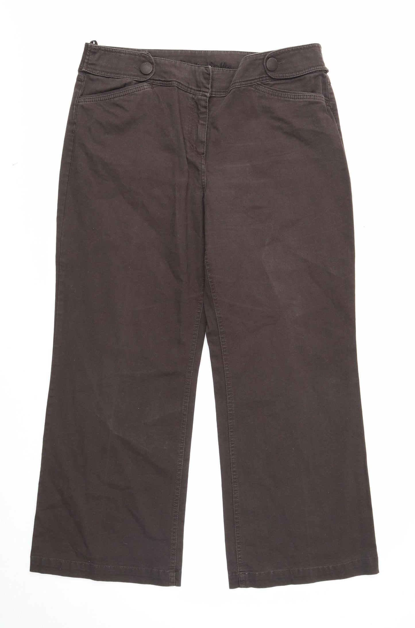 Per Una Womens Brown Cotton Bootcut Jeans Size 16 Regular Zip
