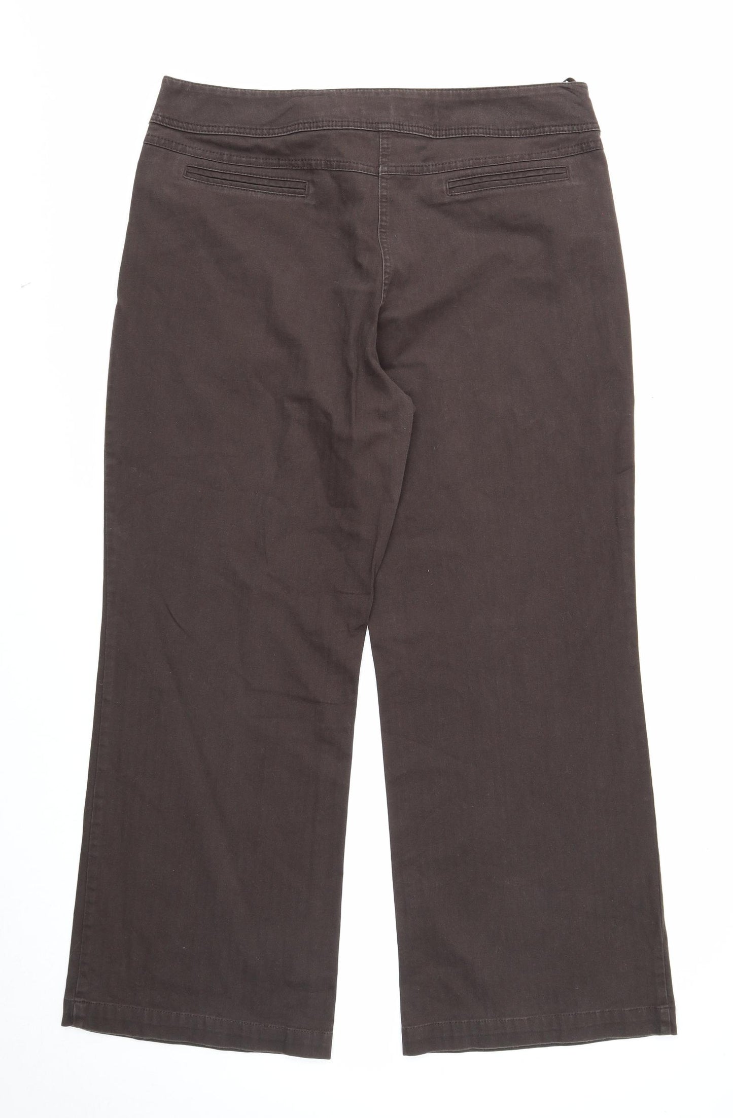 Per Una Womens Brown Cotton Bootcut Jeans Size 16 Regular Zip