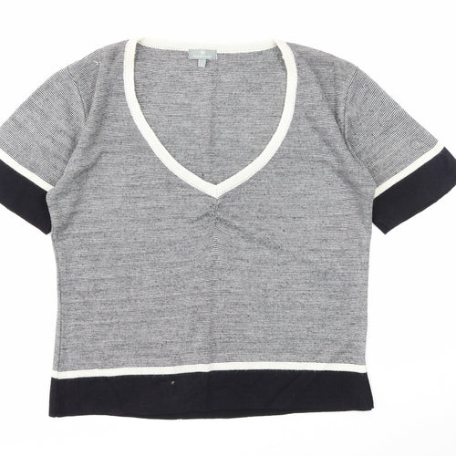 NAF NAF Womens White V-Neck Acrylic Pullover Jumper Size L