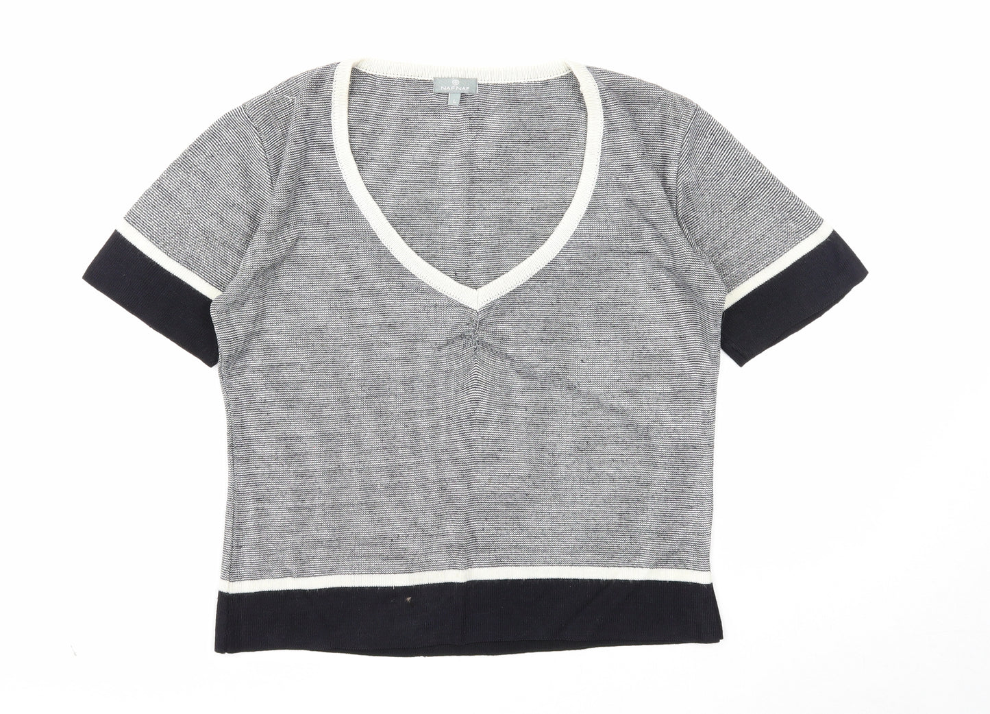 NAF NAF Womens White V-Neck Acrylic Pullover Jumper Size L