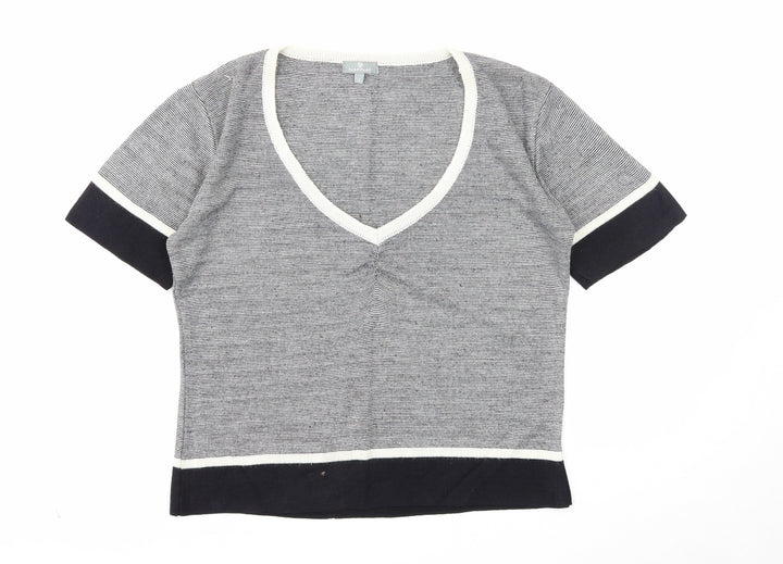NAF NAF Womens White V-Neck Acrylic Pullover Jumper Size L
