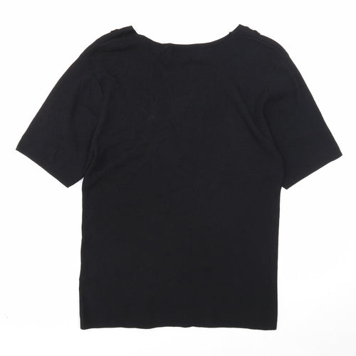 Pure & Natural Womens Black V-Neck Rayon Pullover Jumper Size 14