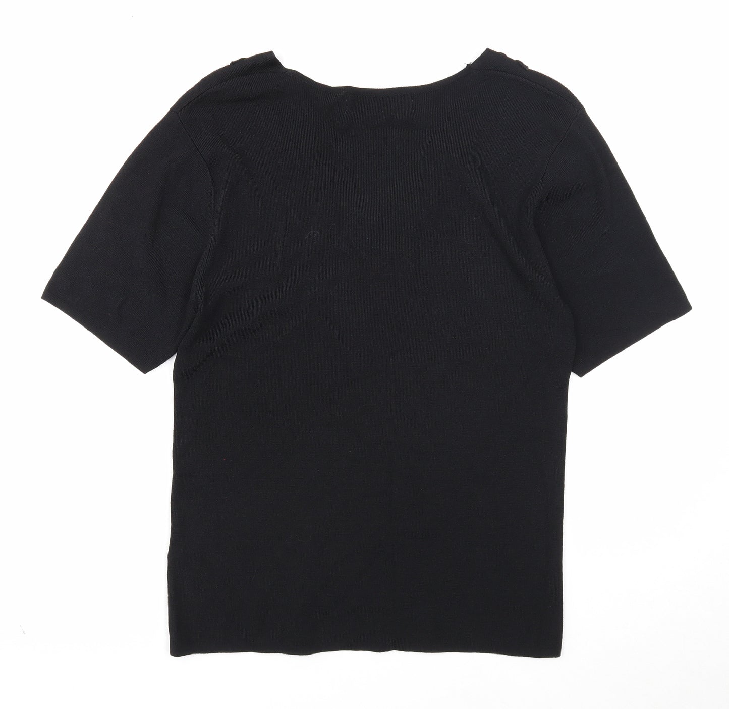 Pure & Natural Womens Black V-Neck Rayon Pullover Jumper Size 14