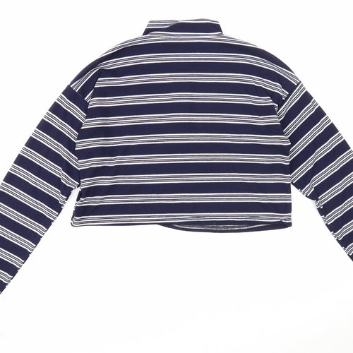 Nasty Gal Womens Blue High Neck Striped Polyester Pullover Jumper Size 8