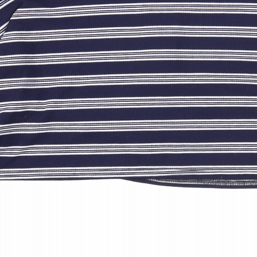 Nasty Gal Womens Blue High Neck Striped Polyester Pullover Jumper Size 8