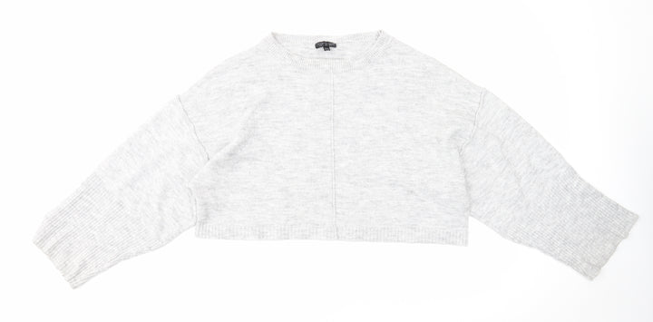 Topshop Womens Grey Round Neck Acrylic Pullover Jumper Size 6