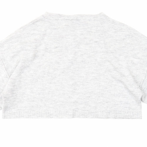 Topshop Womens Grey Round Neck Acrylic Pullover Jumper Size 6