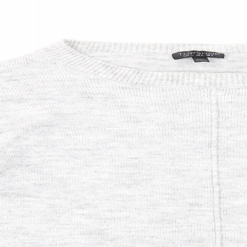 Topshop Womens Grey Round Neck Acrylic Pullover Jumper Size 6