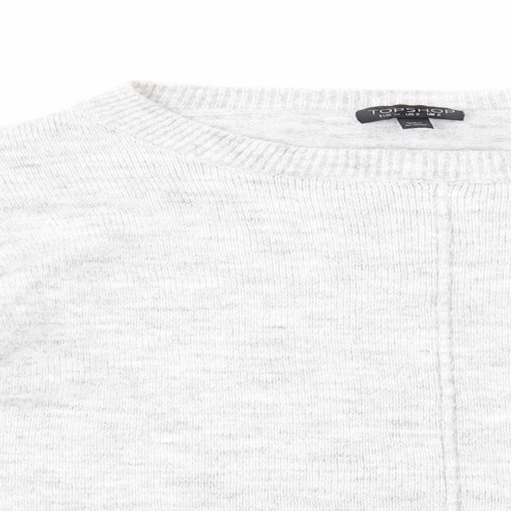Topshop Womens Grey Round Neck Acrylic Pullover Jumper Size 6