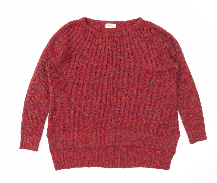 Marks and Spencer Womens Red Boat Neck Polyester Pullover Jumper Size M