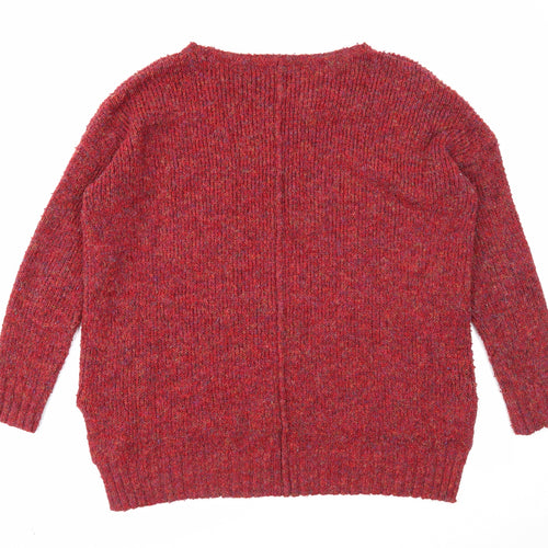 Marks and Spencer Womens Red Boat Neck Polyester Pullover Jumper Size M
