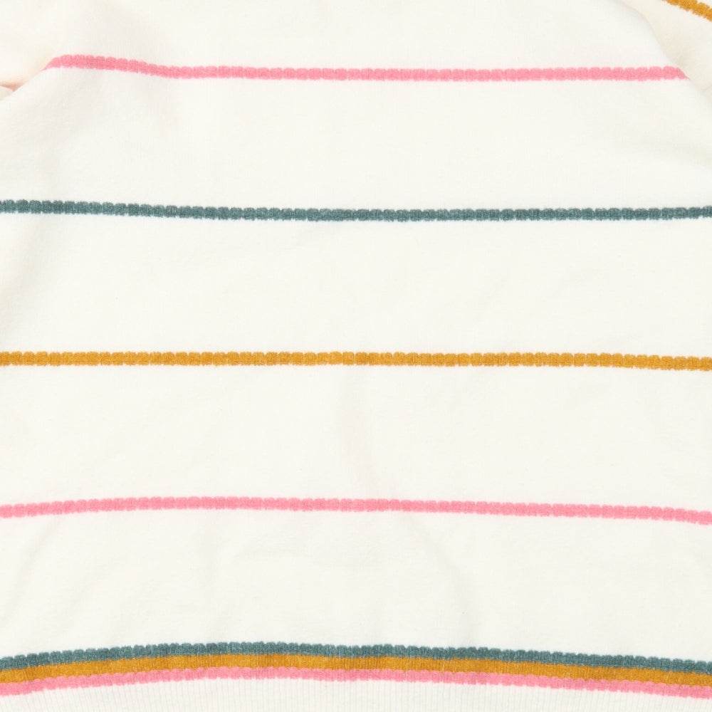 Papaya Womens White Round Neck Striped Acrylic Pullover Jumper Size L
