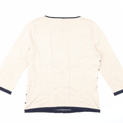 CC Womens Beige Round Neck Striped Viscose Pullover Jumper Size M