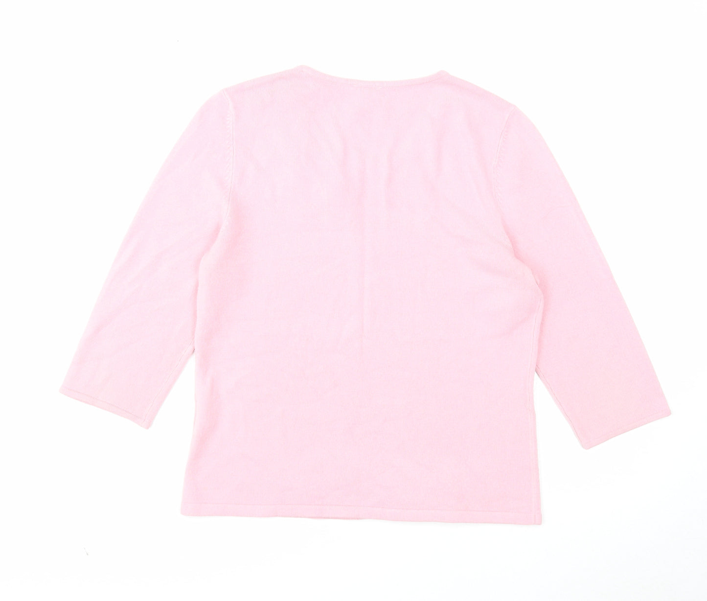 Eastex Womens Pink Round Neck Acrylic Pullover Jumper Size 10 - Flower Detail
