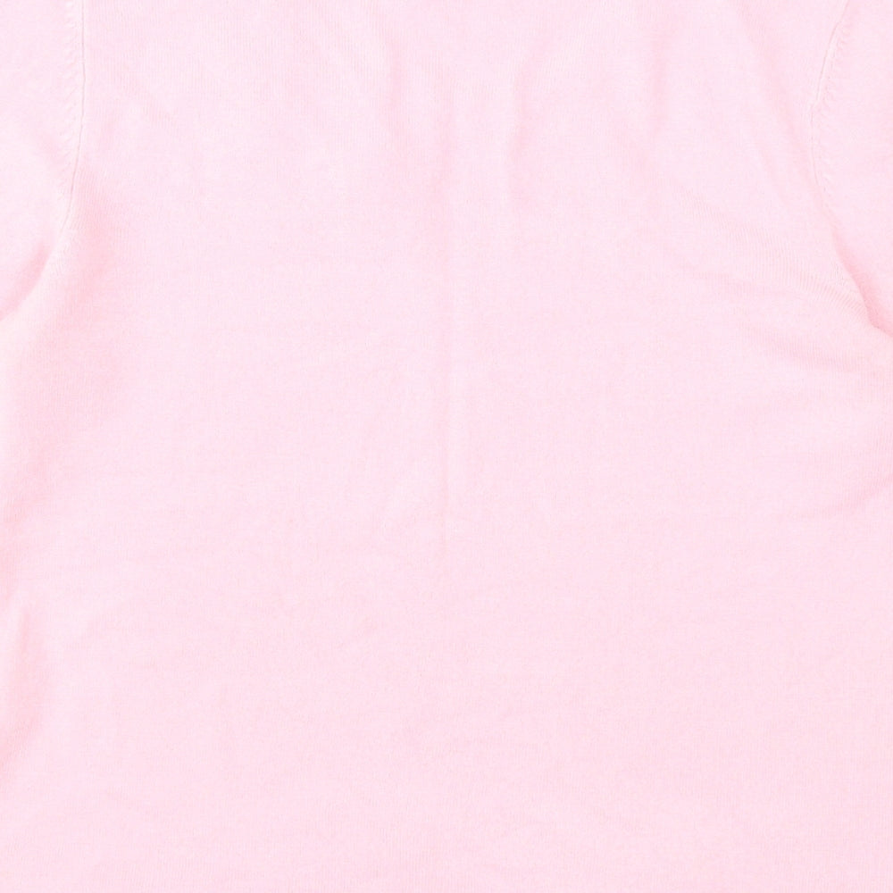 Eastex Womens Pink Round Neck Acrylic Pullover Jumper Size 10 - Flower Detail
