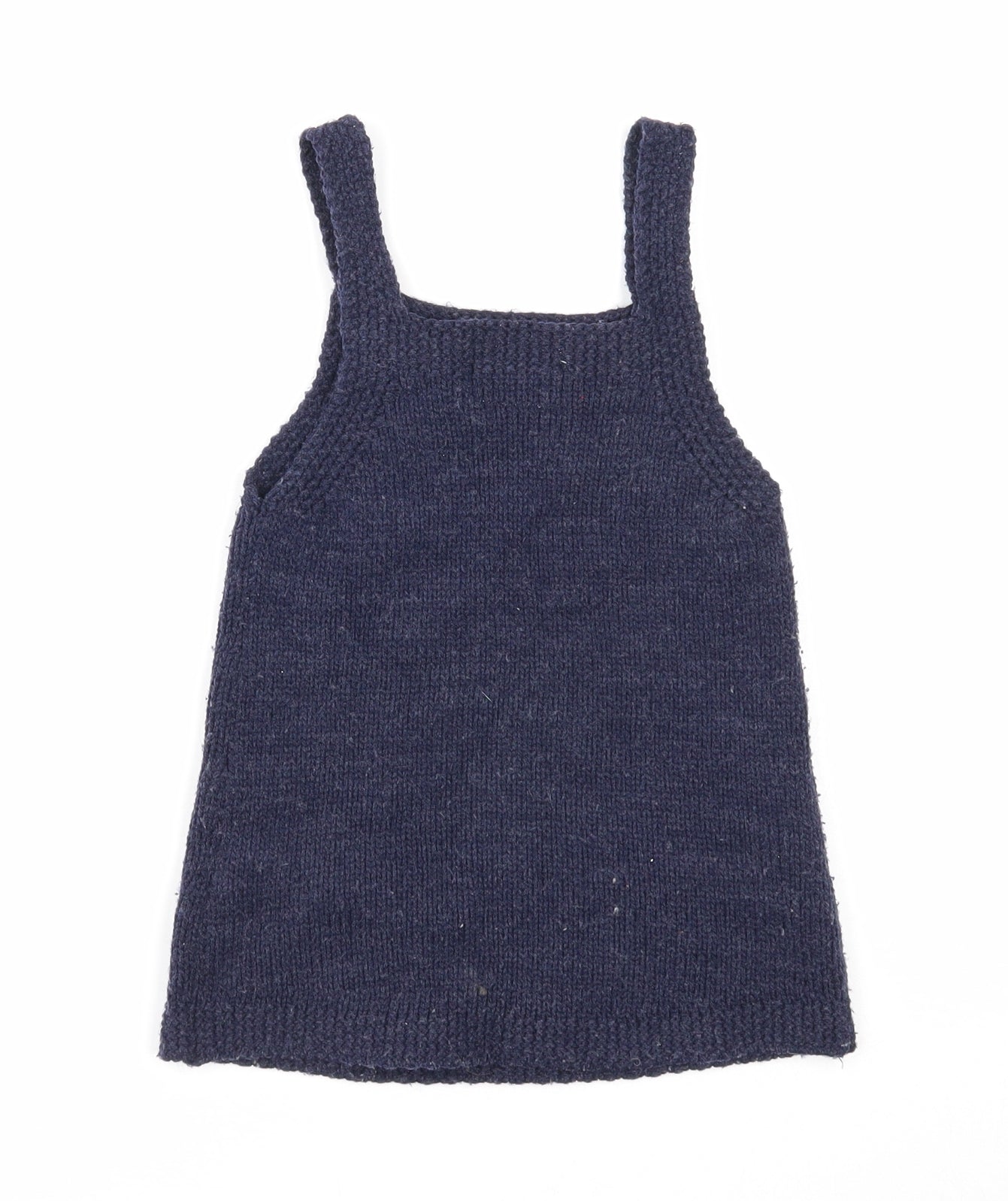 F&F Girls Blue Acrylic Pinafore/Dungaree Dress Size 18-24 Months Square Neck Button - Cats Print