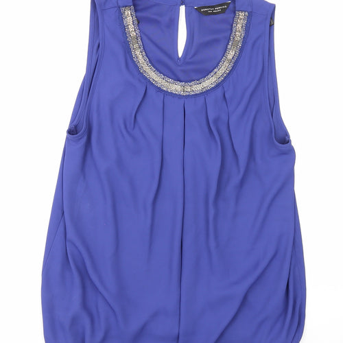 Dorothy Perkins Womens Blue Polyester Basic Tank Size 14 Round Neck