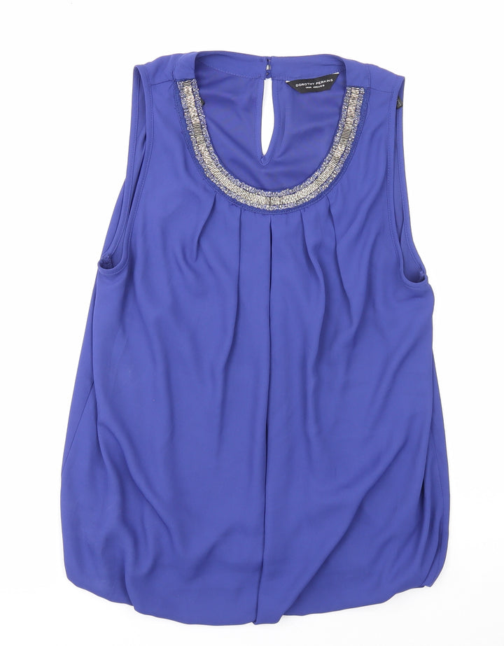 Dorothy Perkins Womens Blue Polyester Basic Tank Size 14 Round Neck