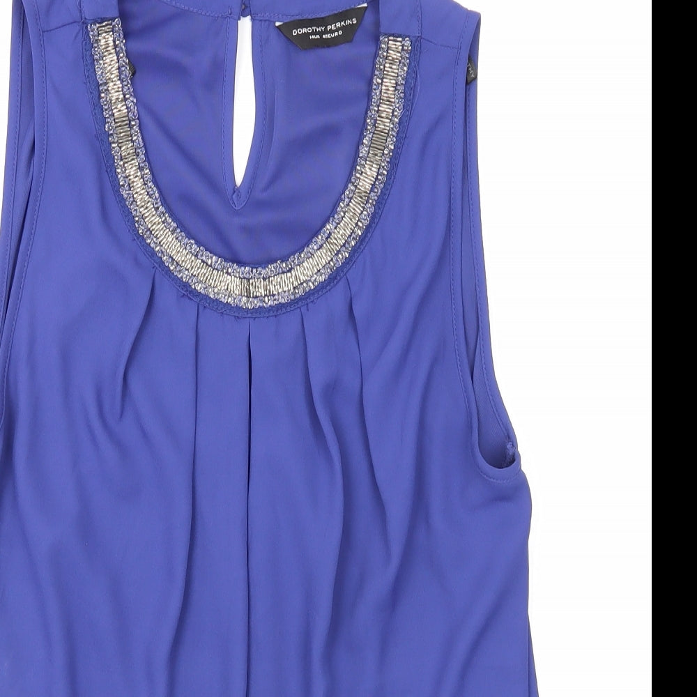 Dorothy Perkins Womens Blue Polyester Basic Tank Size 14 Round Neck
