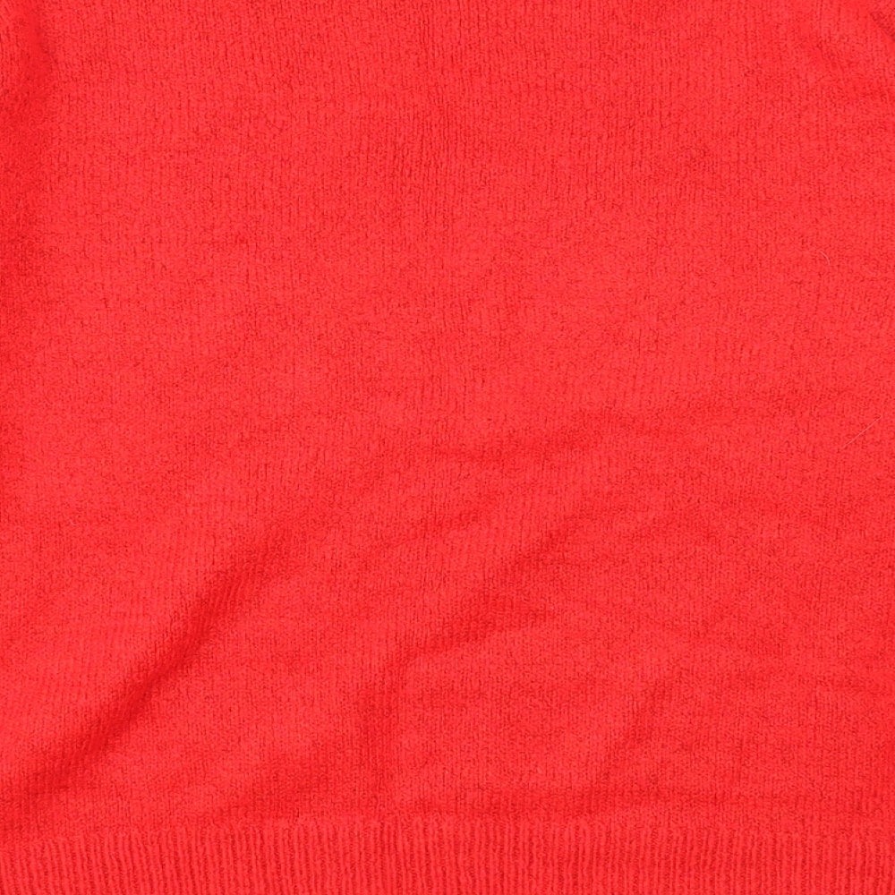 NEXT Womens Red Round Neck Argyle/Diamond Acrylic Pullover Jumper Size L