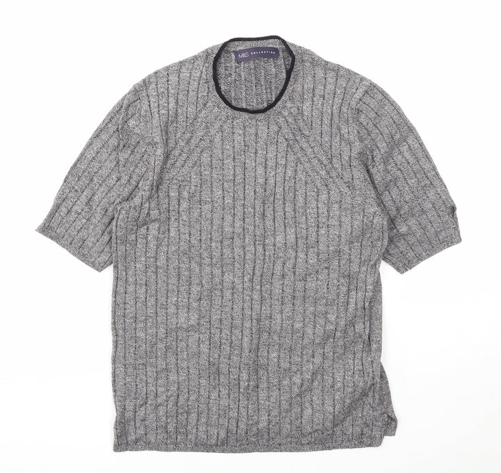Marks and Spencer Womens Grey Round Neck Viscose Pullover Jumper Size 12