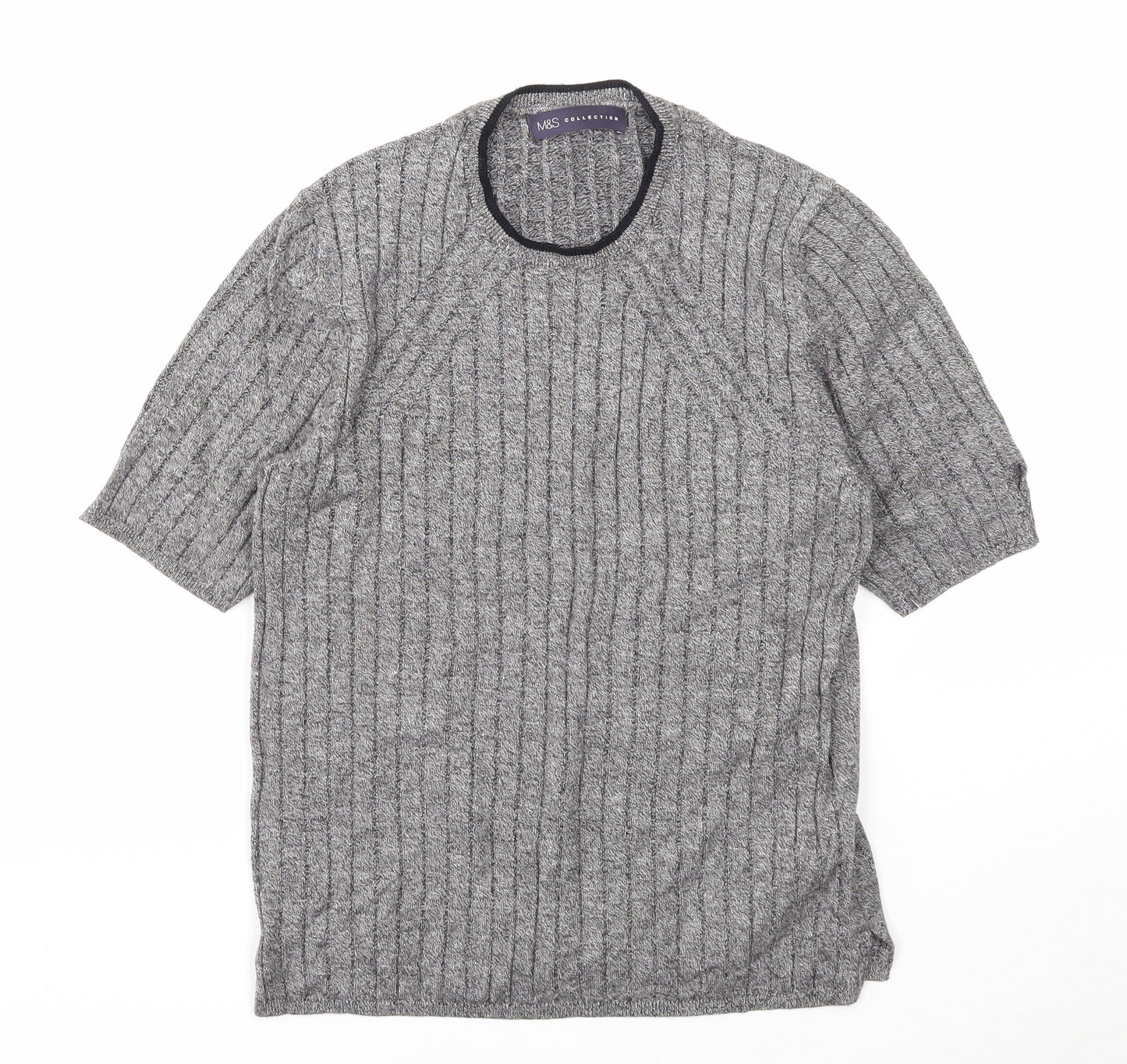 Marks and Spencer Womens Grey Round Neck Viscose Pullover Jumper Size 12
