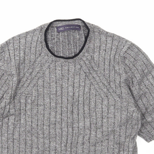 Marks and Spencer Womens Grey Round Neck Viscose Pullover Jumper Size 12