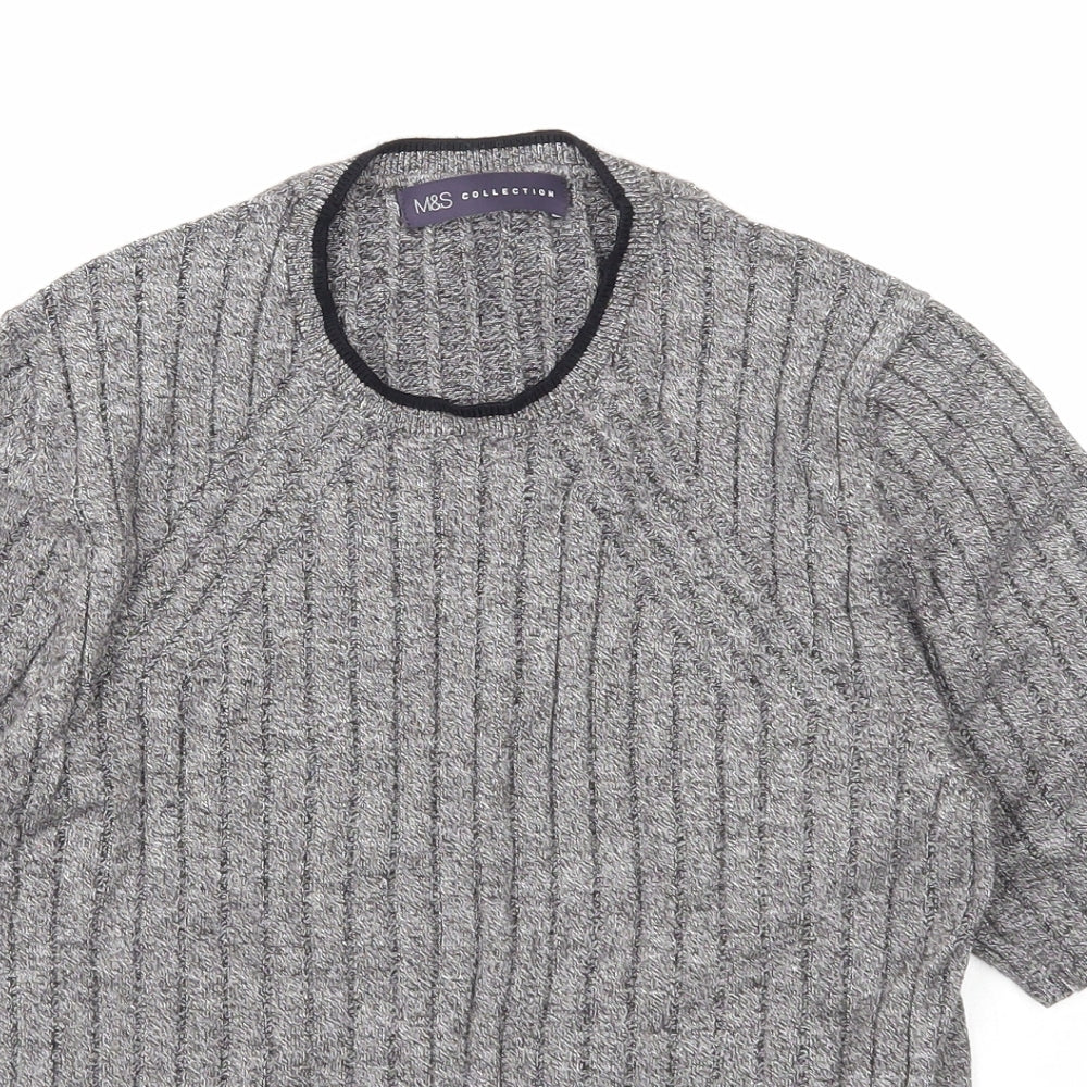 Marks and Spencer Womens Grey Round Neck Viscose Pullover Jumper Size 12