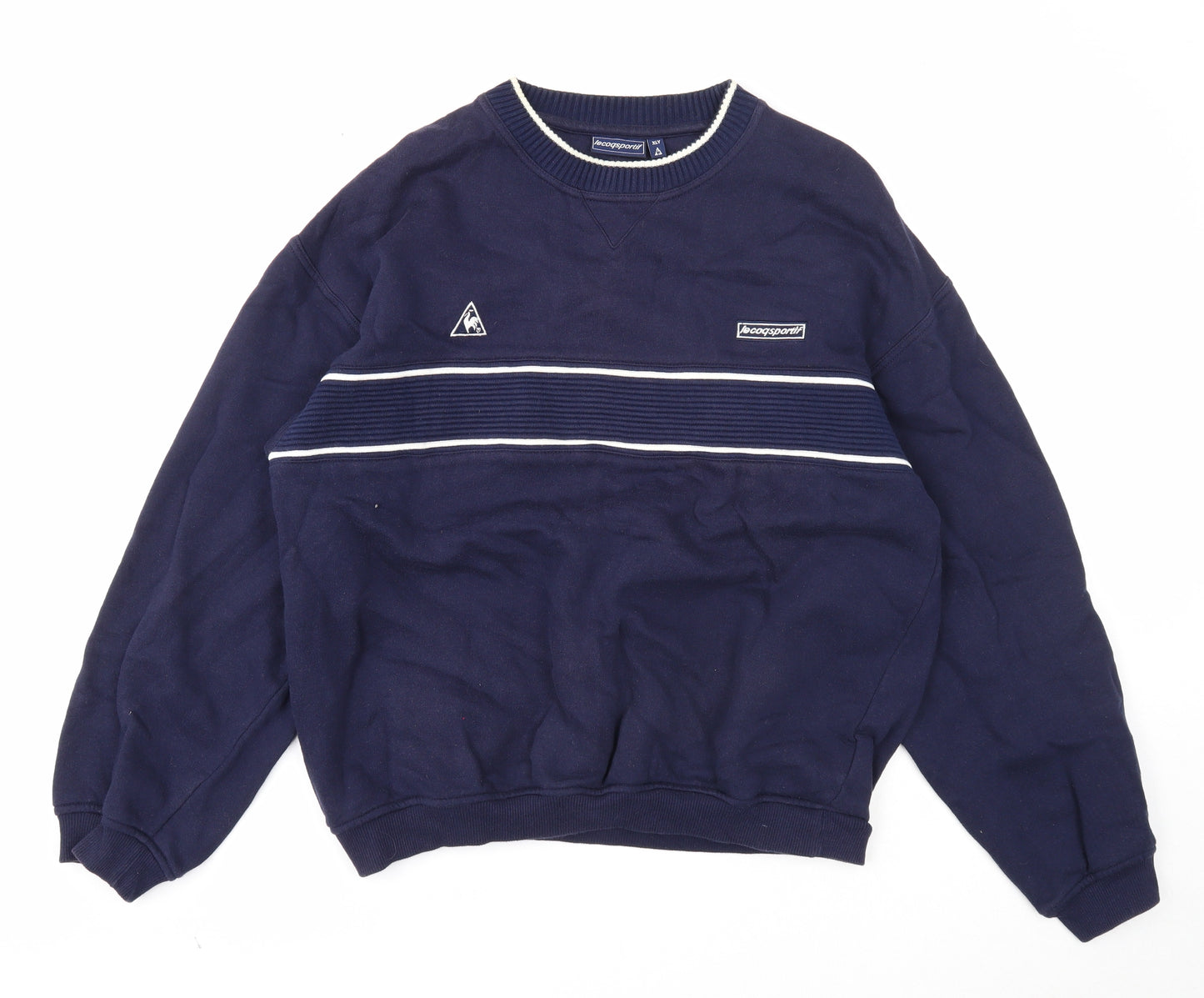 le coq sportif Mens Blue Cotton Pullover Sweatshirt Size XL