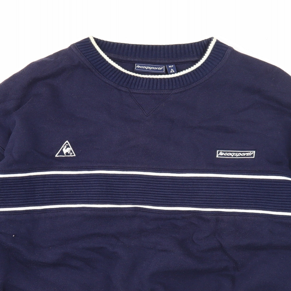 le coq sportif Mens Blue Cotton Pullover Sweatshirt Size XL