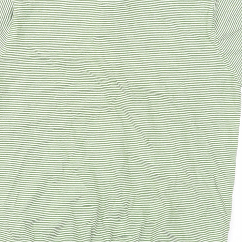 NEXT Mens Green Striped Cotton Polo Size M Collared Button