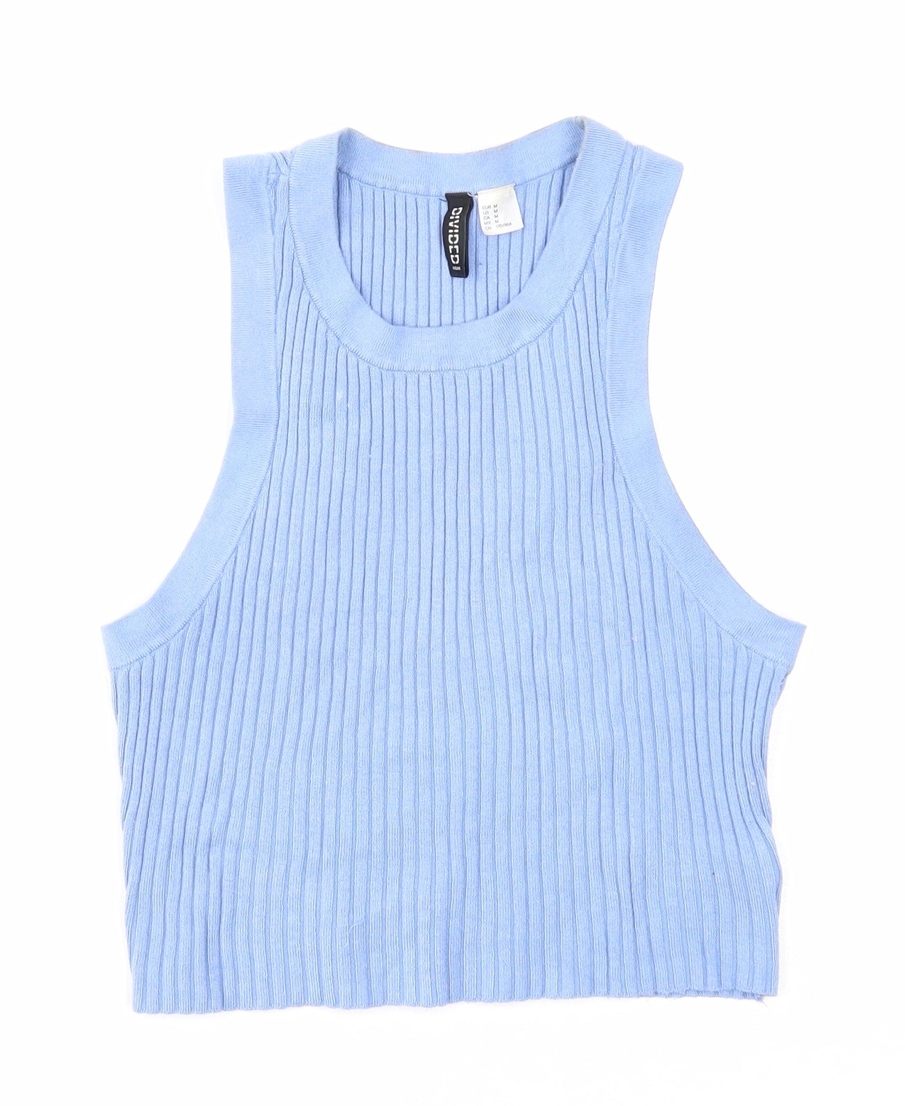 Divided Womens Blue Acrylic Cropped Tank Size M Round Neck - Ribbed