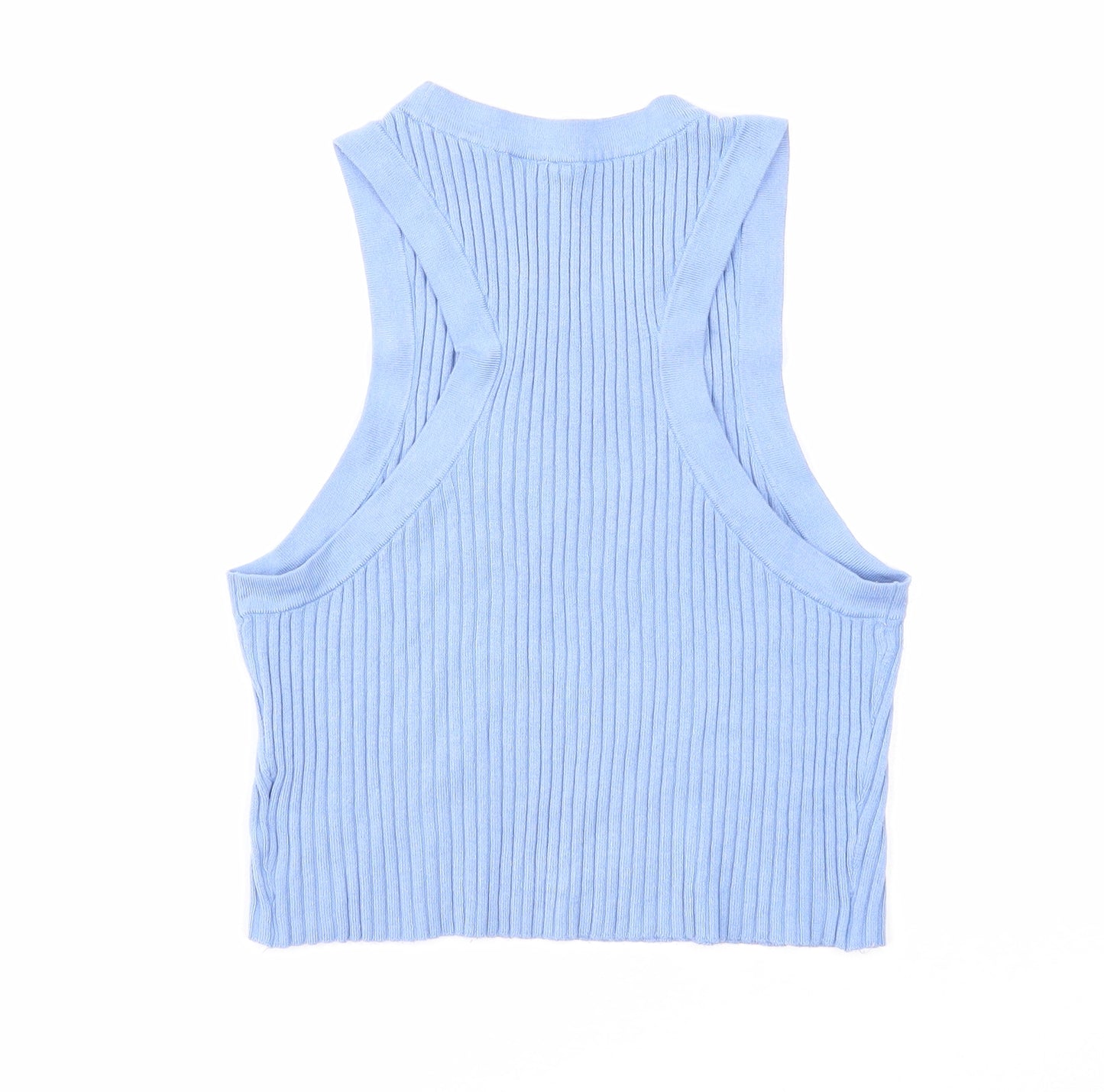 Divided Womens Blue Acrylic Cropped Tank Size M Round Neck - Ribbed