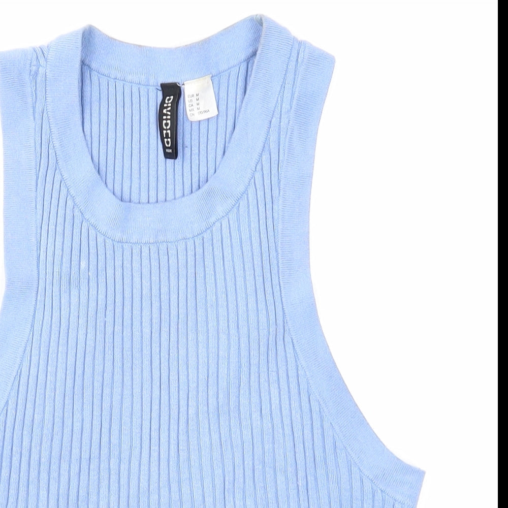 Divided Womens Blue Acrylic Cropped Tank Size M Round Neck - Ribbed