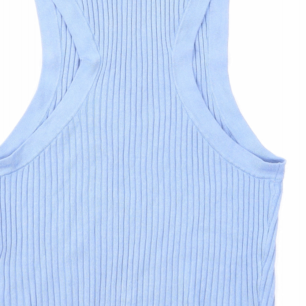 Divided Womens Blue Acrylic Cropped Tank Size M Round Neck - Ribbed