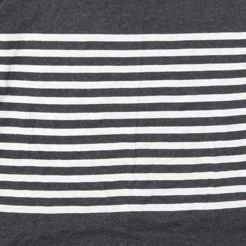 Mango Womens Grey Round Neck Striped Acrylic Pullover Jumper Size S