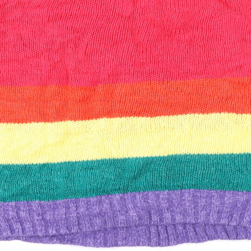 PEP&CO Womens Multicoloured Round Neck Striped Acrylic Pullover Jumper Size 14