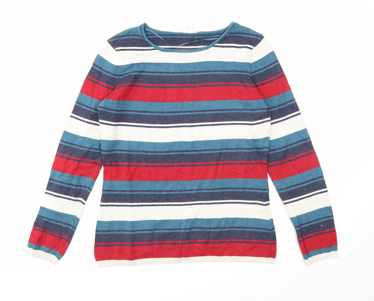 Seasalt Cornwall Womens Multicoloured Round Neck Striped Cotton Pullover Jumper Size 12