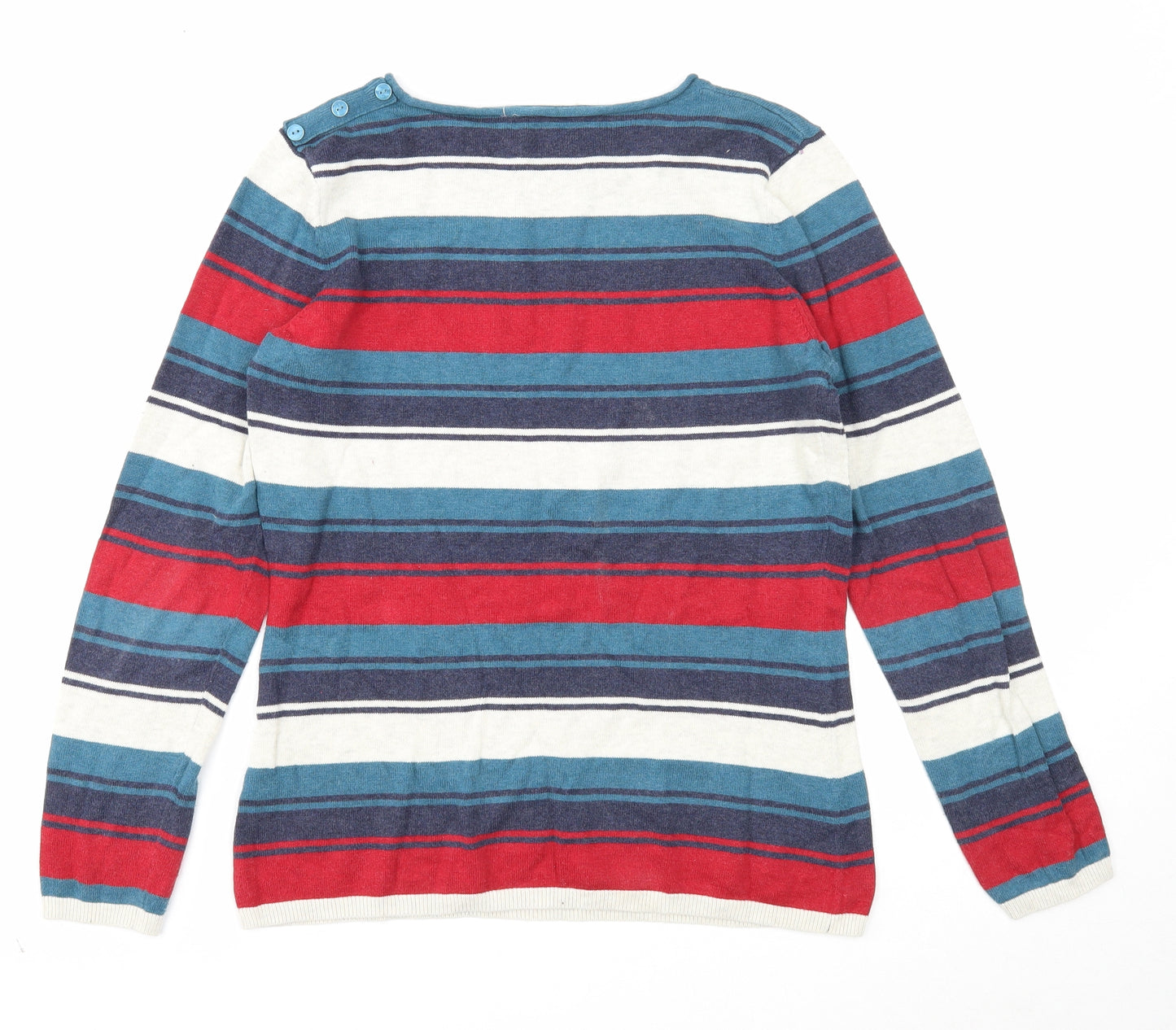Seasalt Cornwall Womens Multicoloured Round Neck Striped Cotton Pullover Jumper Size 12