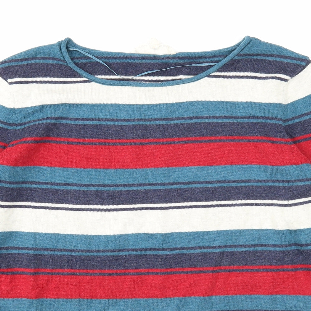 Seasalt Cornwall Womens Multicoloured Round Neck Striped Cotton Pullover Jumper Size 12