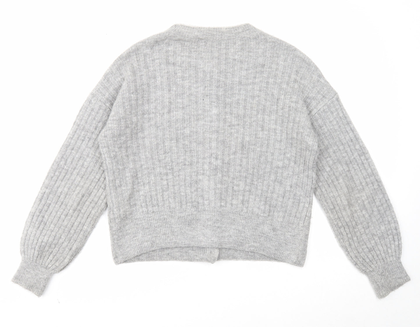 NEXT Womens Grey Round Neck Acrylic Cardigan Jumper Size M