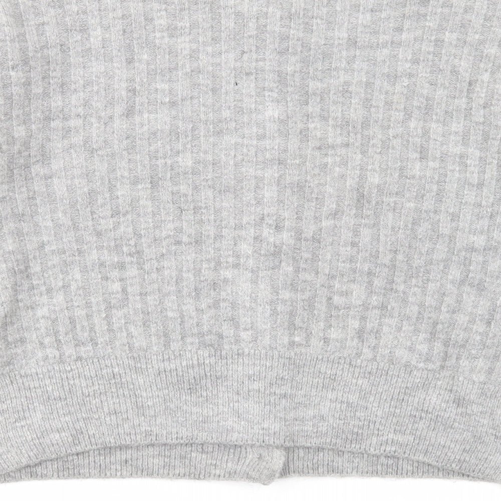 NEXT Womens Grey Round Neck Acrylic Cardigan Jumper Size M