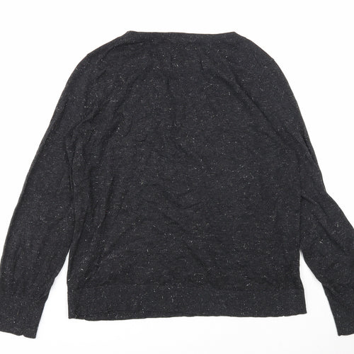 Preworn Womens Black Boat Neck Cotton Pullover Jumper Size 10