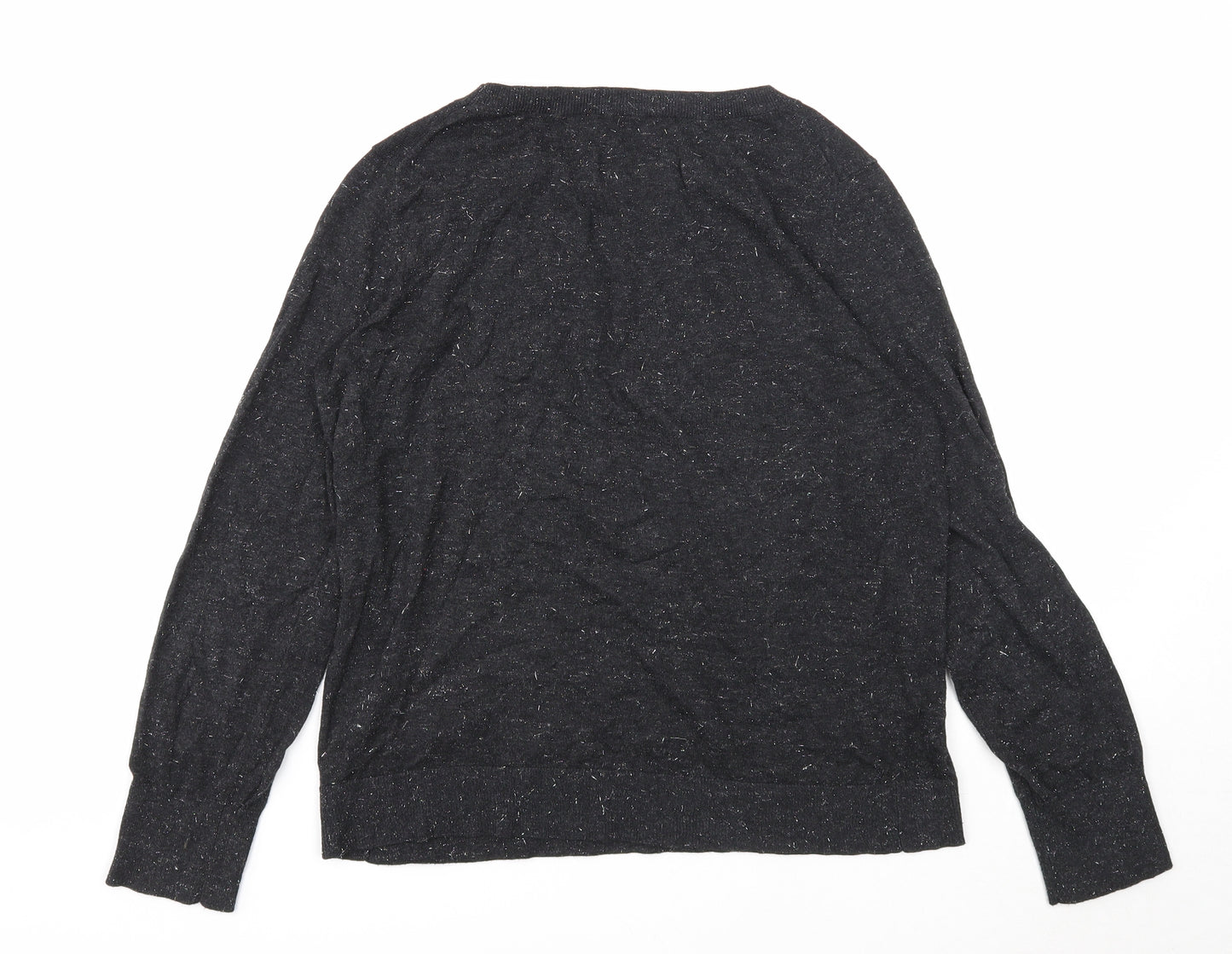 Preworn Womens Black Boat Neck Cotton Pullover Jumper Size 10