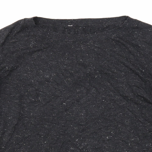 Preworn Womens Black Boat Neck Cotton Pullover Jumper Size 10
