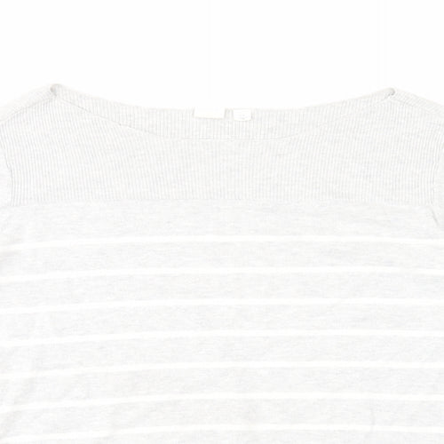Gap Womens Grey Boat Neck Striped Cotton Pullover Jumper Size L