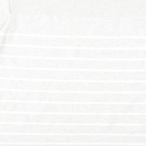 Gap Womens Grey Boat Neck Striped Cotton Pullover Jumper Size L