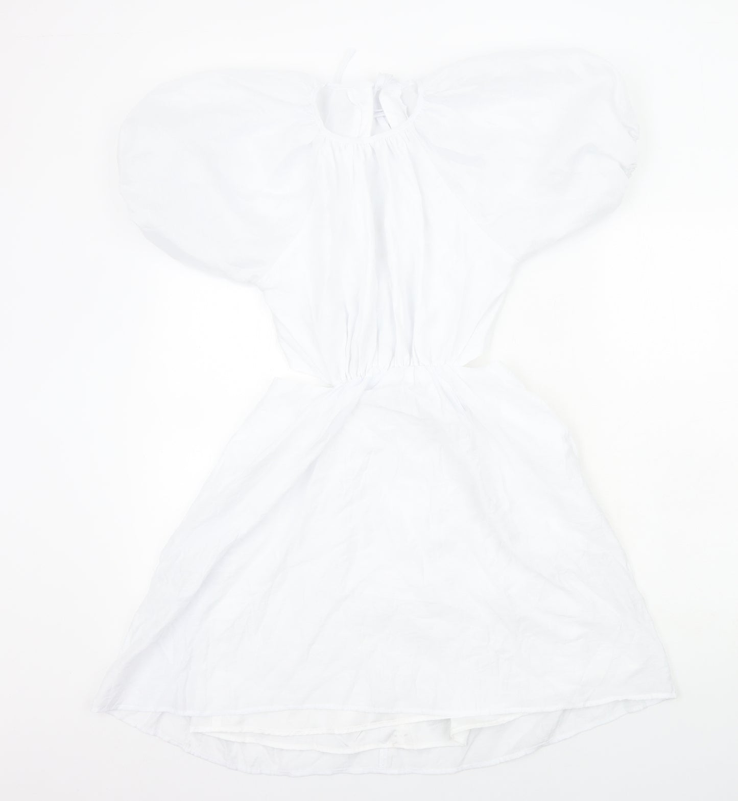Nasty Gal Womens White Viscose Skater Dress Size 4 Round Neck Zip